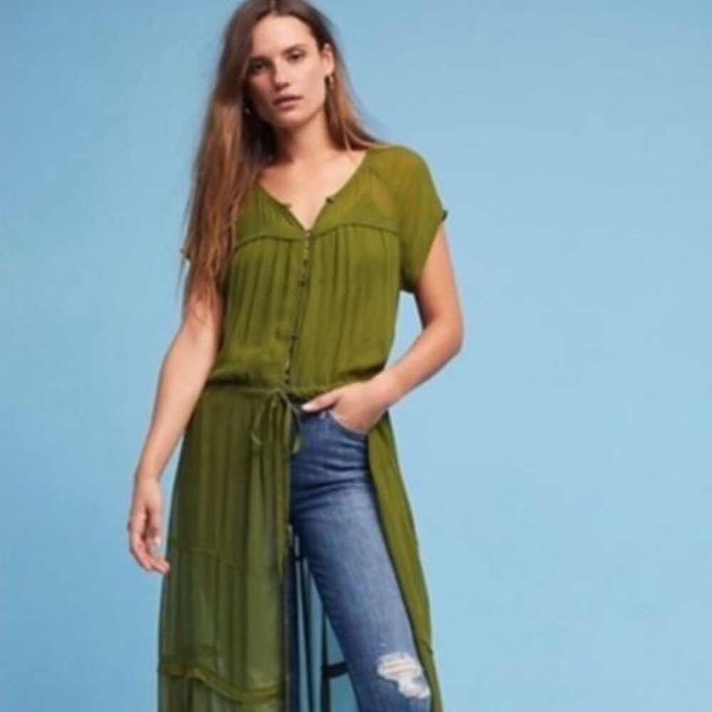 🌹NWOT🌹Anthropology MAEVE Olive Green Midori Duster Dress